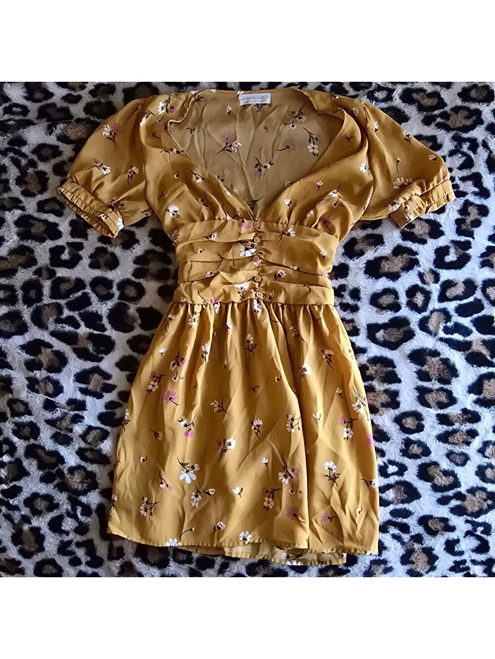 Urban Outfitters Emmy Ruched Floral Mini Dress XS